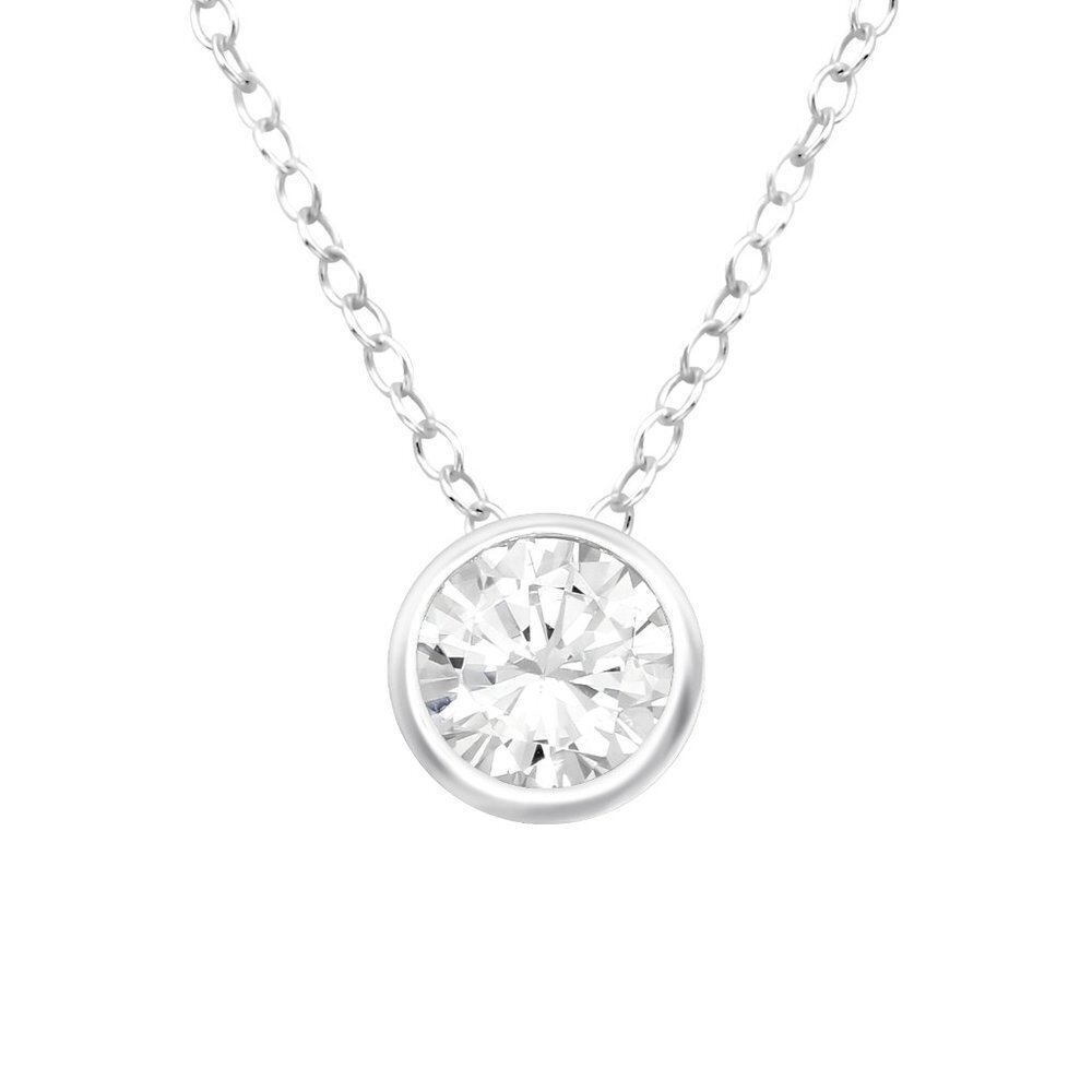 Sterling Silver Bezel Set Crystal Necklace
